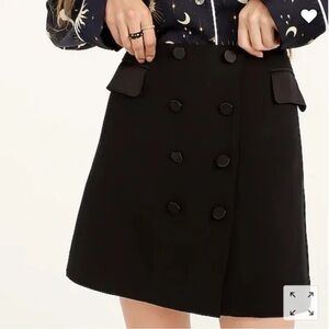 NWT J. CREW Black Sailor Buttons Satin Pockets Mini Skirt